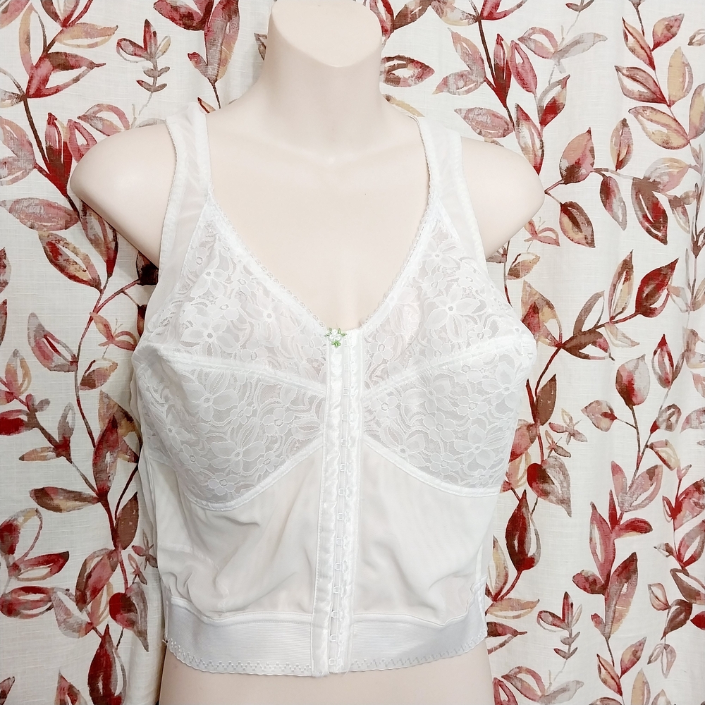 🔵BOGO FREE🔵Vintage 50's 60's tLong Line Bra Corset Front Lace Sz 38DD